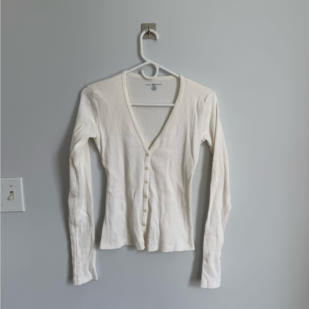 Brandy Melville Cream Ribbed Knit Top